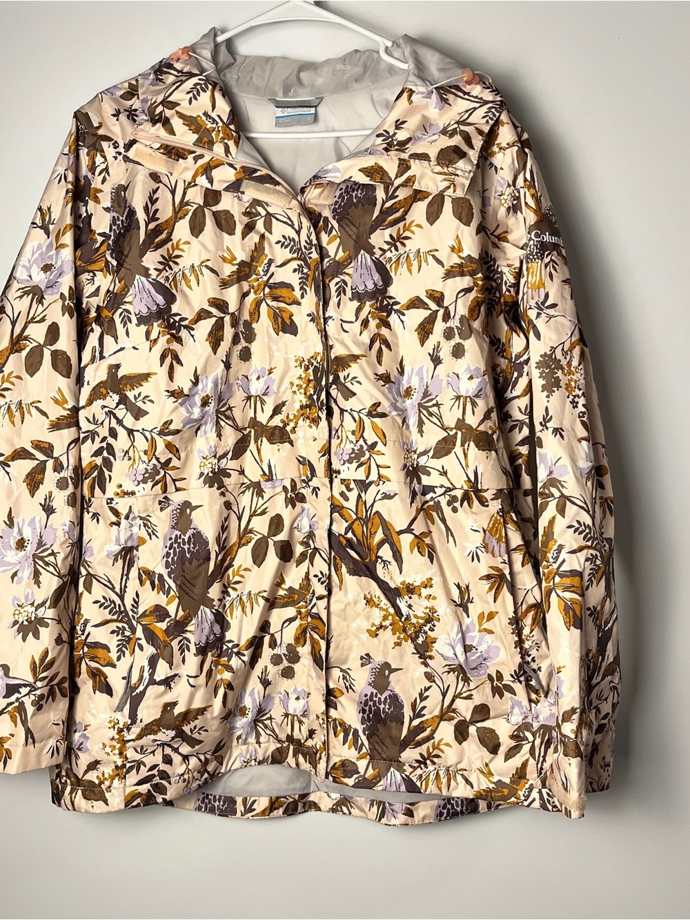 Columbia Women’s Omni-Tech Bird Botanical Waterproof Rain Jacket Size Large